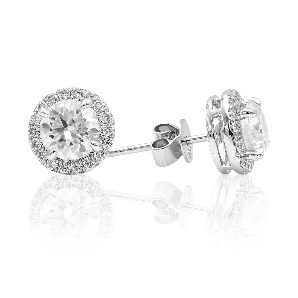 Moissanite Halo Stud Earrings